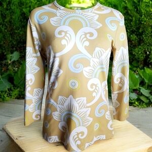 J. McLaughlin Top Womens S Multicolor Casual Classic Floral Geometric Pullover